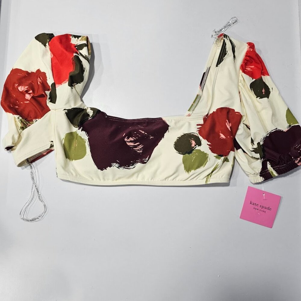 Kate Spade New York Just Rosy Puff Sleeve Bikini Top - Picture 5 of 8